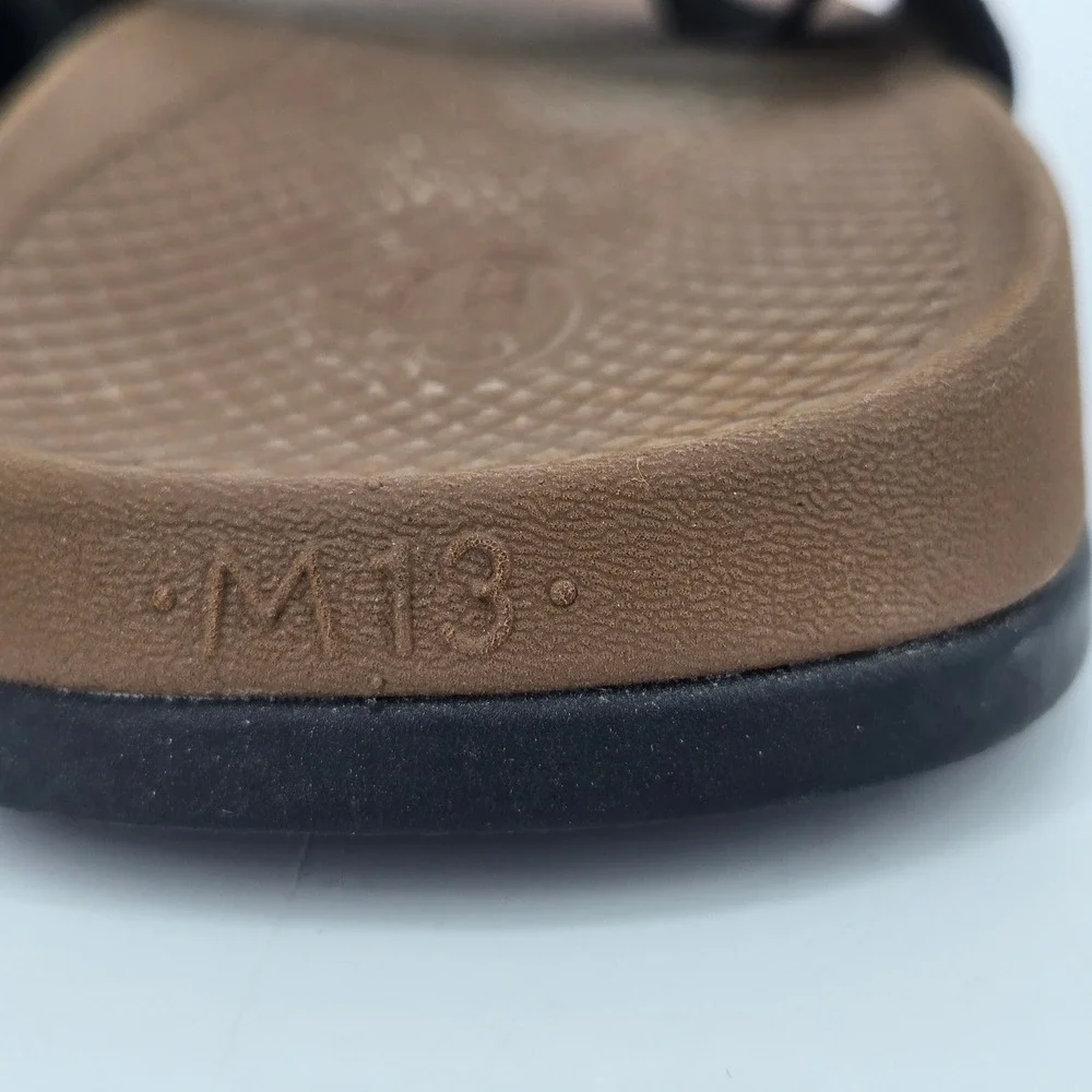 Chaco Men Lowdown Leather Slide Sandals Black Brown Water Travel Gorpcore 13 EUC